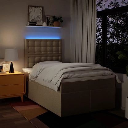 Giroletto a Molle con Materasso Crema 120x200 cm in Tessuto | homemem39