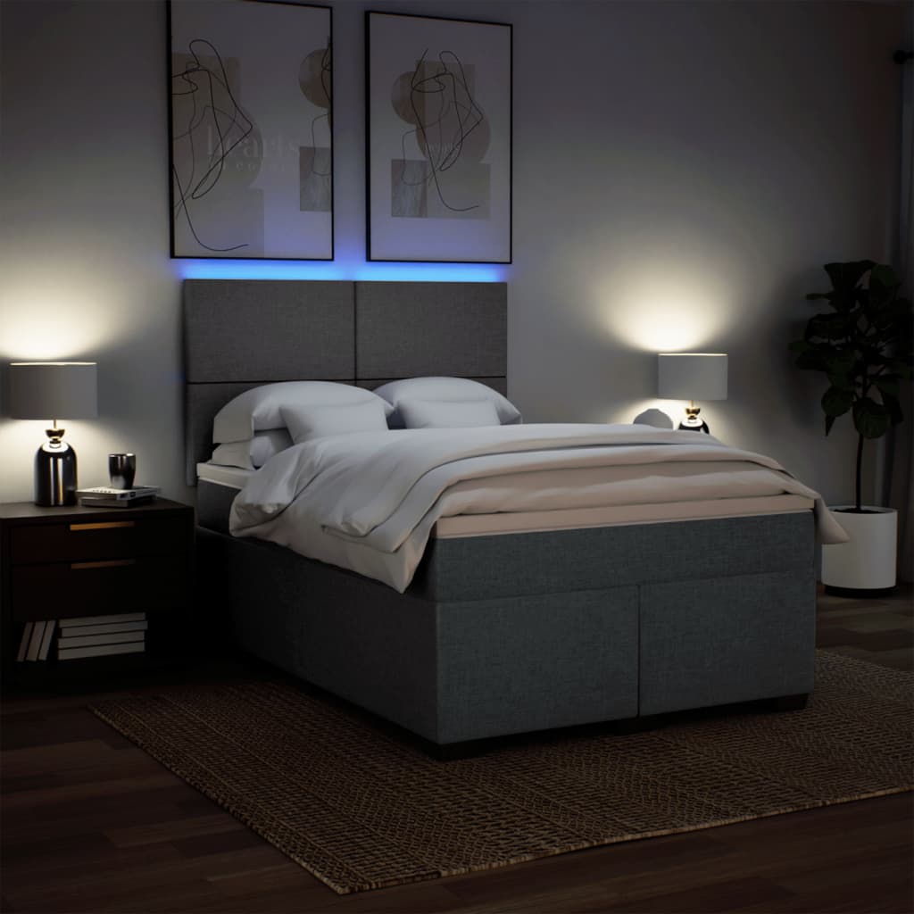 Giroletto a Molle con Materasso Grigio Scuro 140x190 cm Tessuto