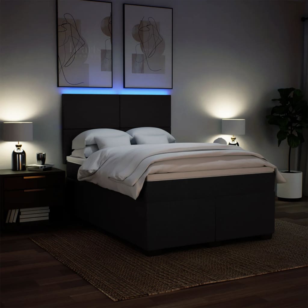 Giroletto a Molle con Materasso Nero 140x190 cm in Tessuto | homemem39