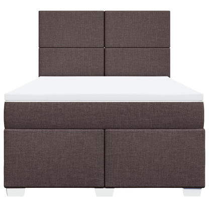 Giroletto a Molle con Materasso Marrone Scuro 140x190cm Tessuto