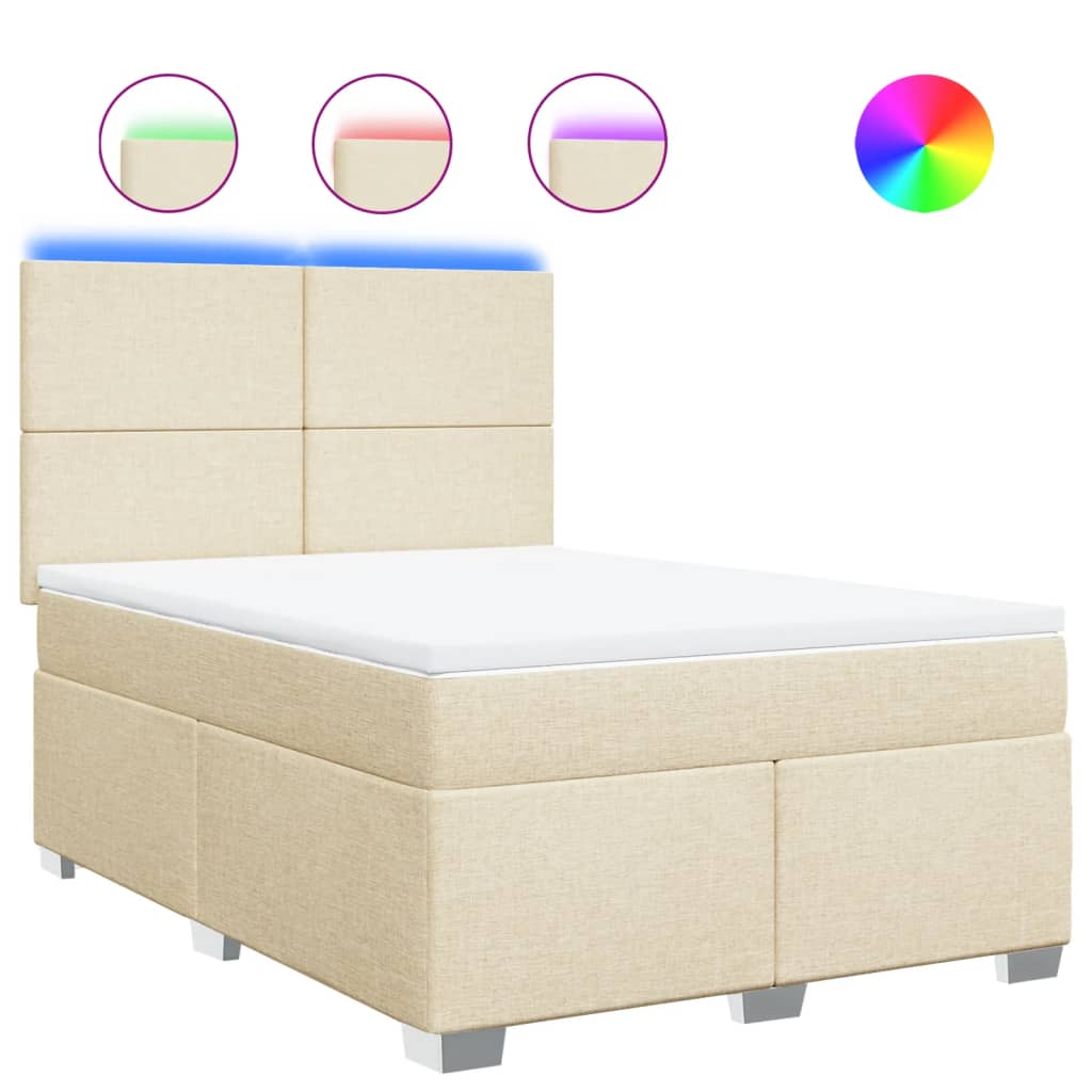 Giroletto a Molle con Materasso Crema 140x19 cm in Tessuto | homemem39
