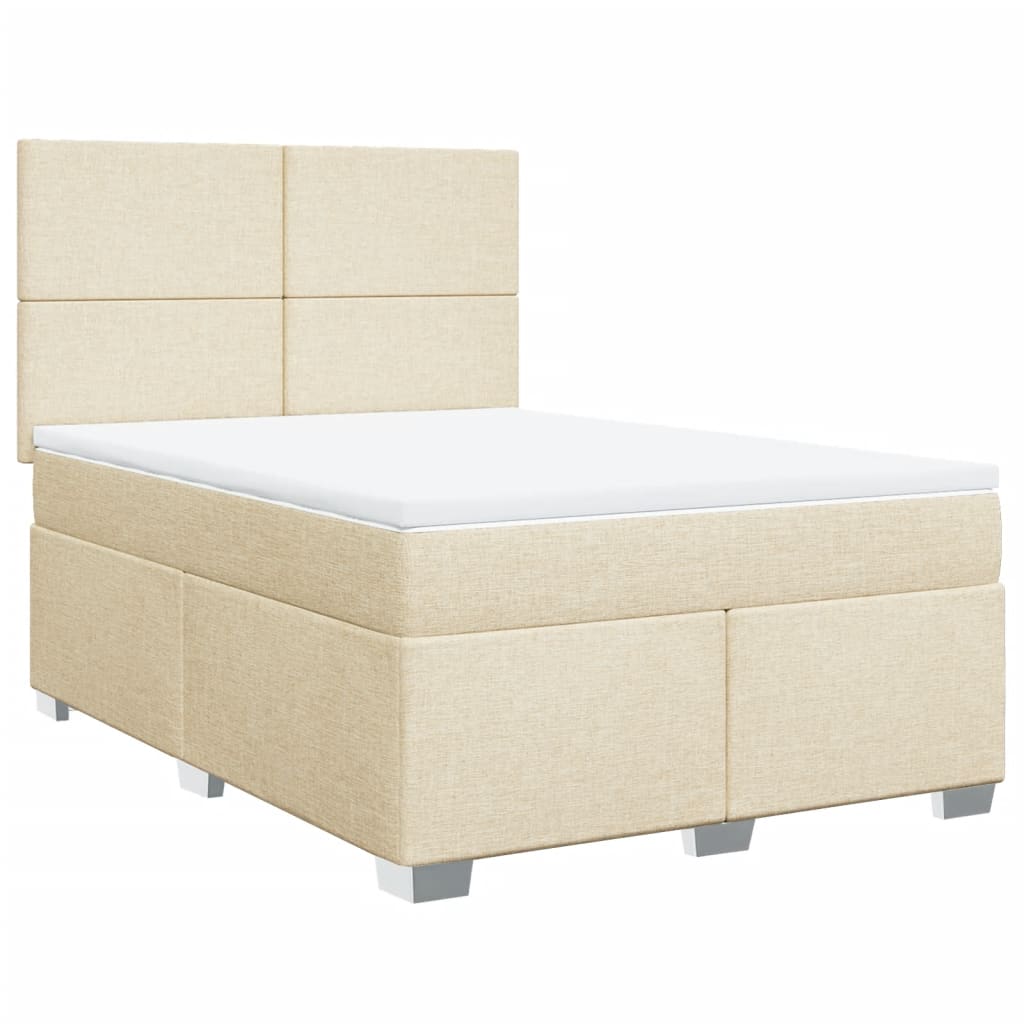 Giroletto a Molle con Materasso Crema 140x19 cm in Tessuto | homemem39