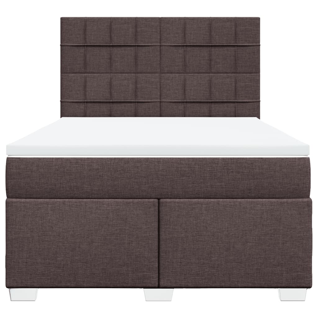 Giroletto a Molle con Materasso Marrone Scuro 140x190cm Tessuto