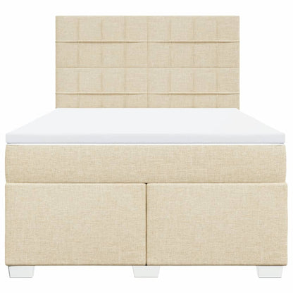 Giroletto a Molle con Materasso Crema 140x19 cm in Tessuto | homemem39