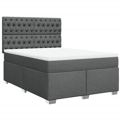 Giroletto a Molle con Materasso Grigio Scuro 140x190 cm Tessuto