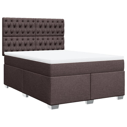 Giroletto a Molle con Materasso Marrone Scuro 140x190cm Tessuto