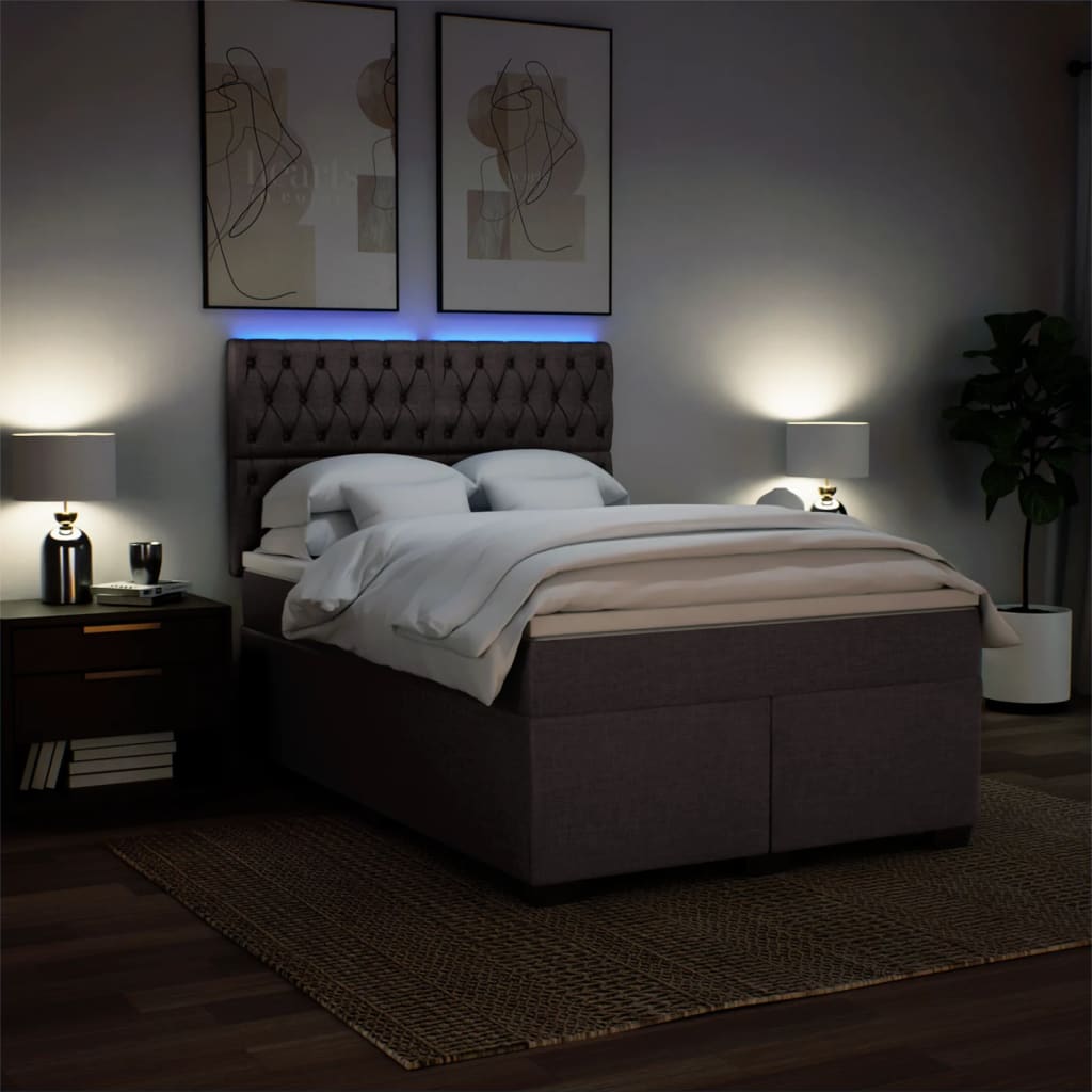 Giroletto a Molle con Materasso Marrone Scuro 140x190cm Tessuto | homemem39