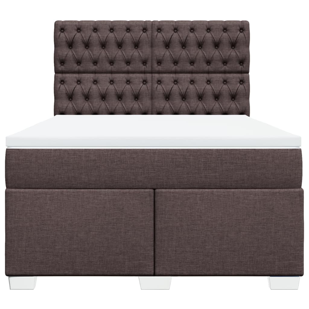 Giroletto a Molle con Materasso Marrone Scuro 140x190cm Tessuto