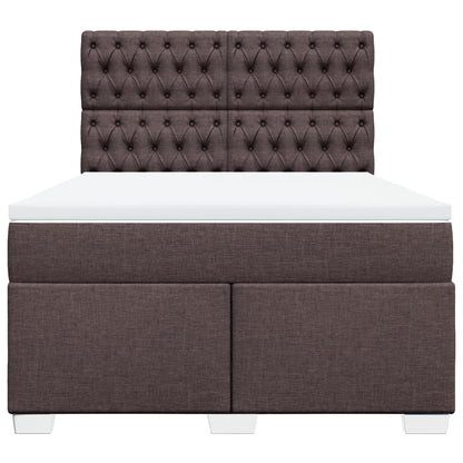Giroletto a Molle con Materasso Marrone Scuro 140x190cm Tessuto