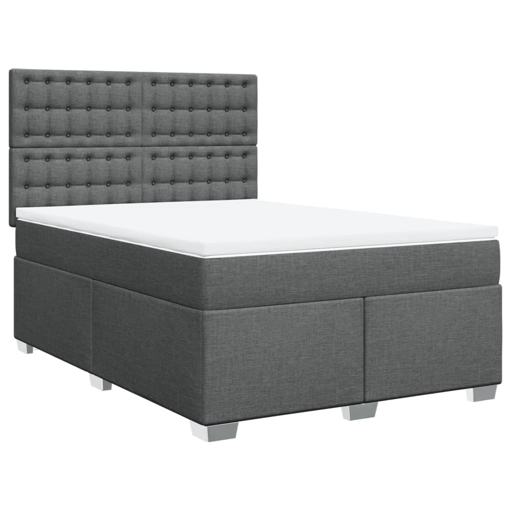 Giroletto a Molle con Materasso Grigio Scuro 140x190 cm Tessuto
