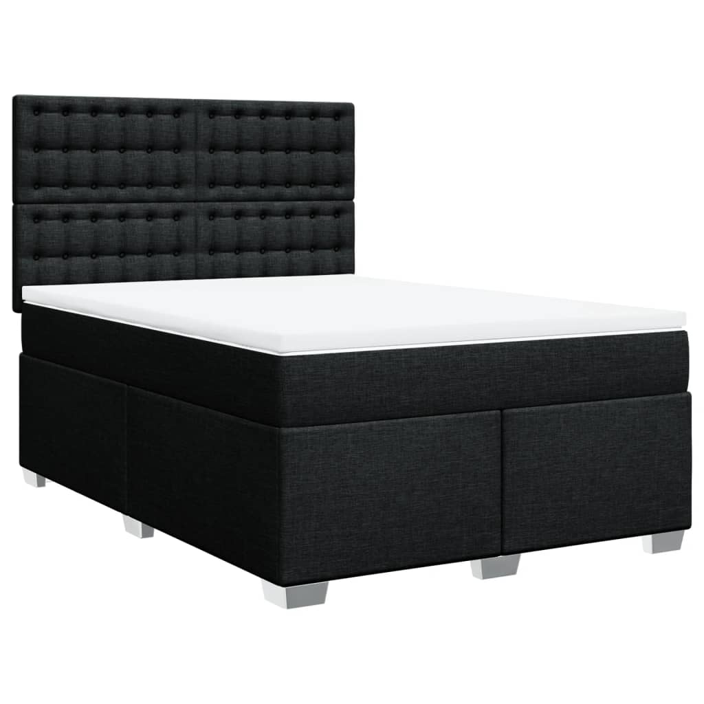 Giroletto a Molle con Materasso Nero 140x190 cm in Tessuto