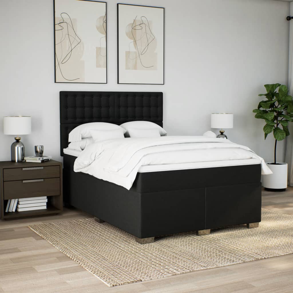 Giroletto a Molle con Materasso Nero 140x190 cm in Tessuto