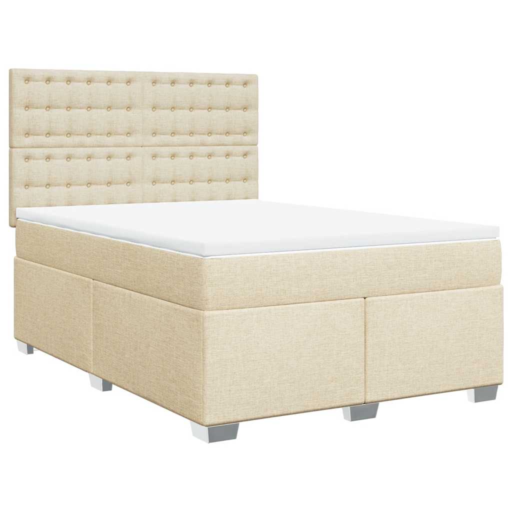Giroletto a Molle con Materasso Crema 140x19 cm in Tessuto