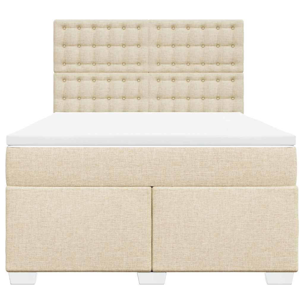 Giroletto a Molle con Materasso Crema 140x19 cm in Tessuto