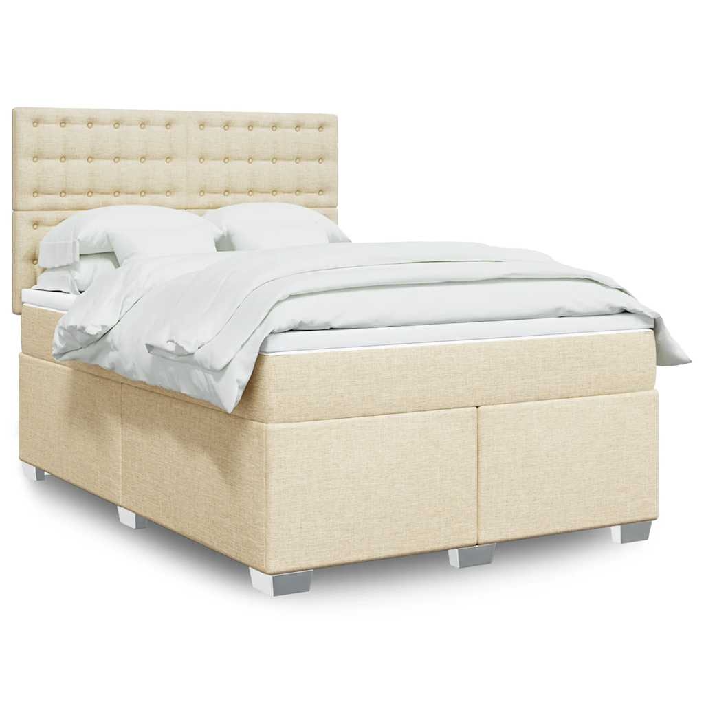 Giroletto a Molle con Materasso Crema 140x19 cm in Tessuto | homemem39