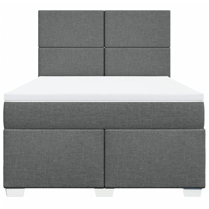 Giroletto a Molle con Materasso Grigio Scuro 140x200cm Tessuto