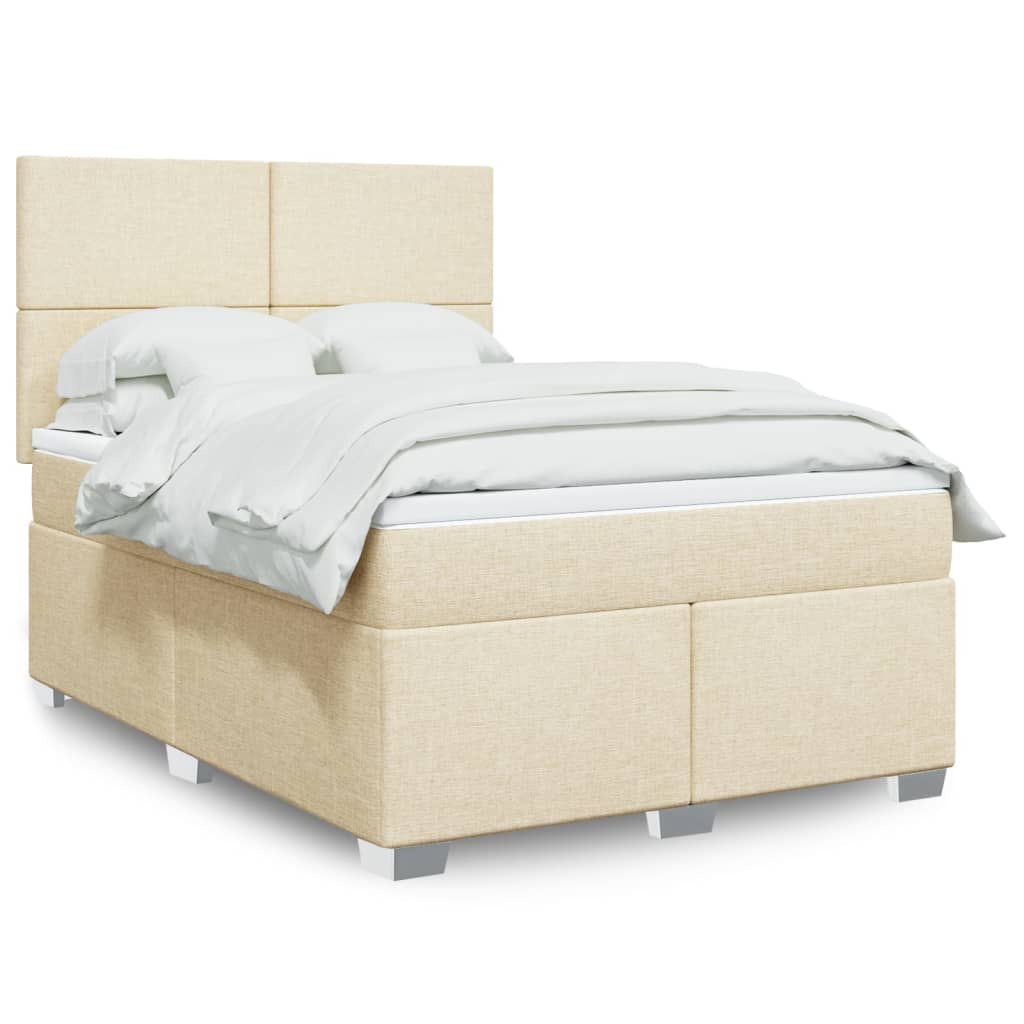 Giroletto a Molle con Materasso Crema 140x200 cm in Tessuto
