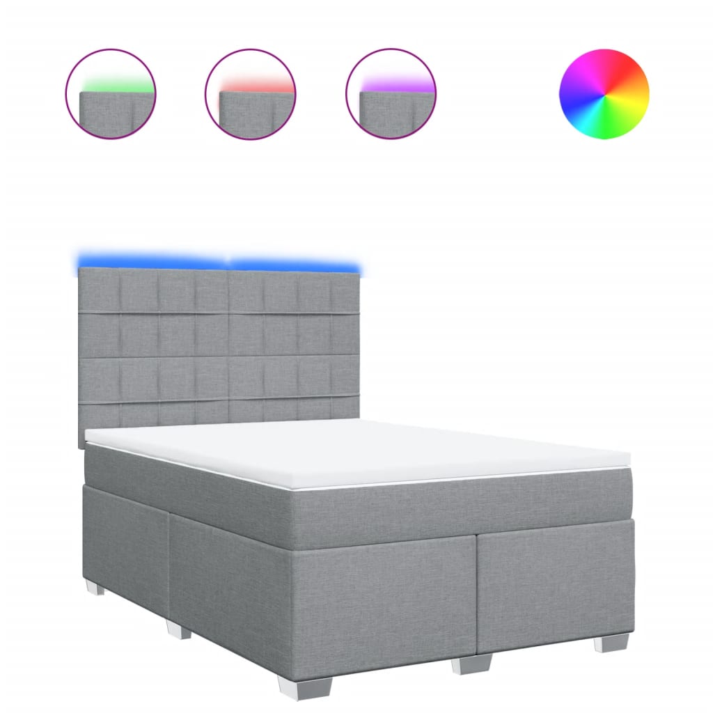 Giroletto a Molle con Materasso Grigio Chiaro 140x200cm Tessuto | homemem39