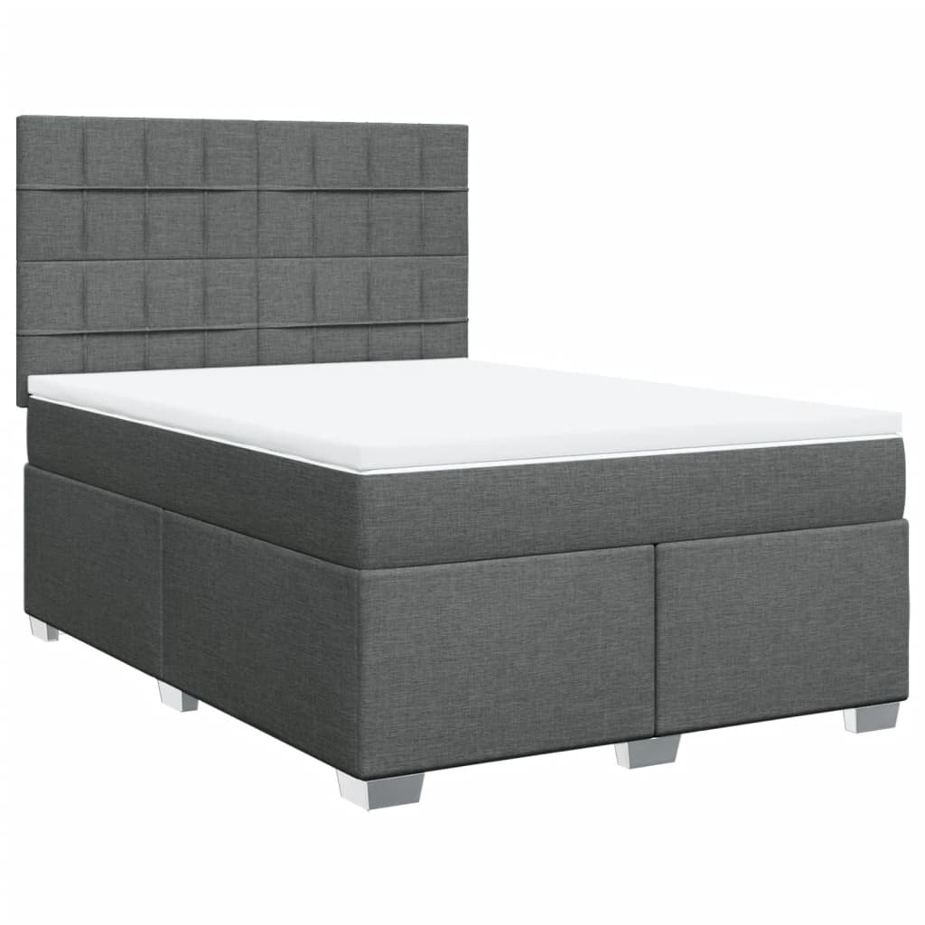 Giroletto a Molle con Materasso Grigio Scuro 140x200cm Tessuto