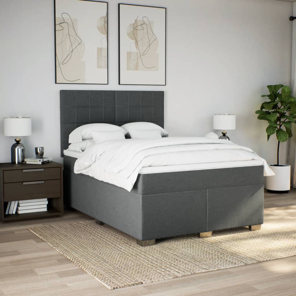 Giroletto a Molle con Materasso Grigio Scuro 140x200cm Tessuto