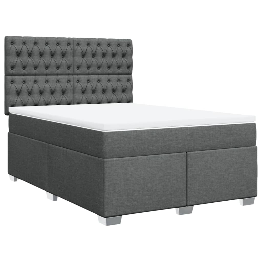 Giroletto a Molle con Materasso Grigio Scuro 140x200cm Tessuto
