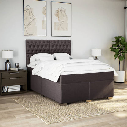 Giroletto a Molle con Materasso Marrone Scuro 140x200cm Tessuto