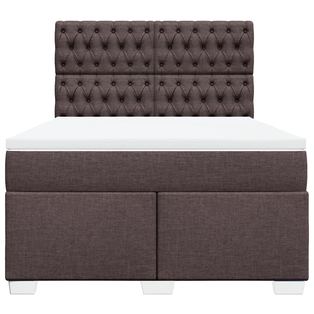 Giroletto a Molle con Materasso Marrone Scuro 140x200cm Tessuto