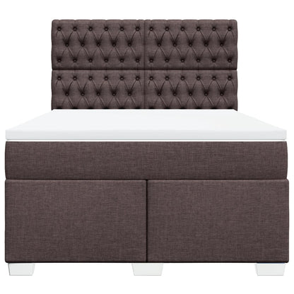 Giroletto a Molle con Materasso Marrone Scuro 140x200cm Tessuto