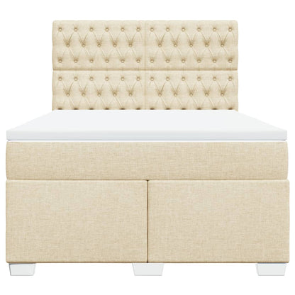 Giroletto a Molle con Materasso Crema 140x200 cm in Tessuto | homemem39