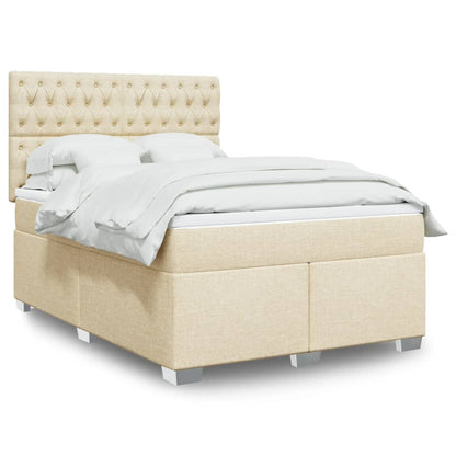 Giroletto a Molle con Materasso Crema 140x200 cm in Tessuto | homemem39