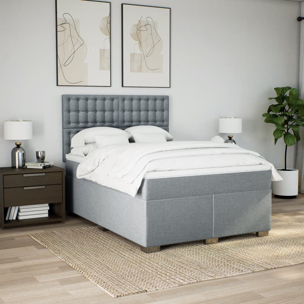 Giroletto a Molle con Materasso Grigio Chiaro 140x200cm Tessuto