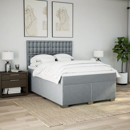 Giroletto a Molle con Materasso Grigio Chiaro 140x200cm Tessuto
