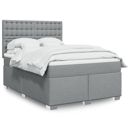 Giroletto a Molle con Materasso Grigio Chiaro 140x200cm Tessuto