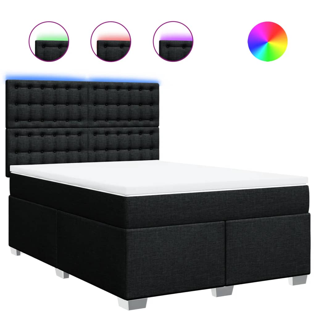 Giroletto a Molle con Materasso Nero 140x200 cm in Tessuto | homemem39