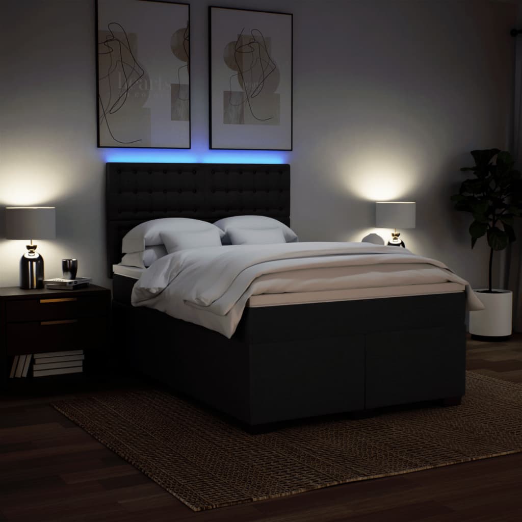 Giroletto a Molle con Materasso Nero 140x200 cm in Tessuto | homemem39