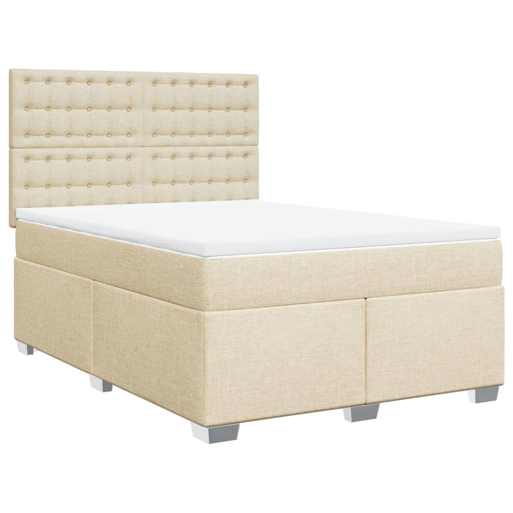 Giroletto a Molle con Materasso Crema 140x200 cm in Tessuto