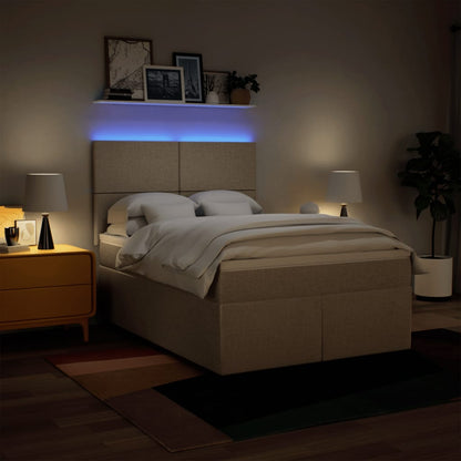 Giroletto a Molle con Materasso Crema 160x200 cm in Tessuto | homemem39