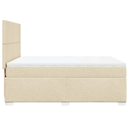 Giroletto a Molle con Materasso Crema 160x200 cm in Tessuto | homemem39