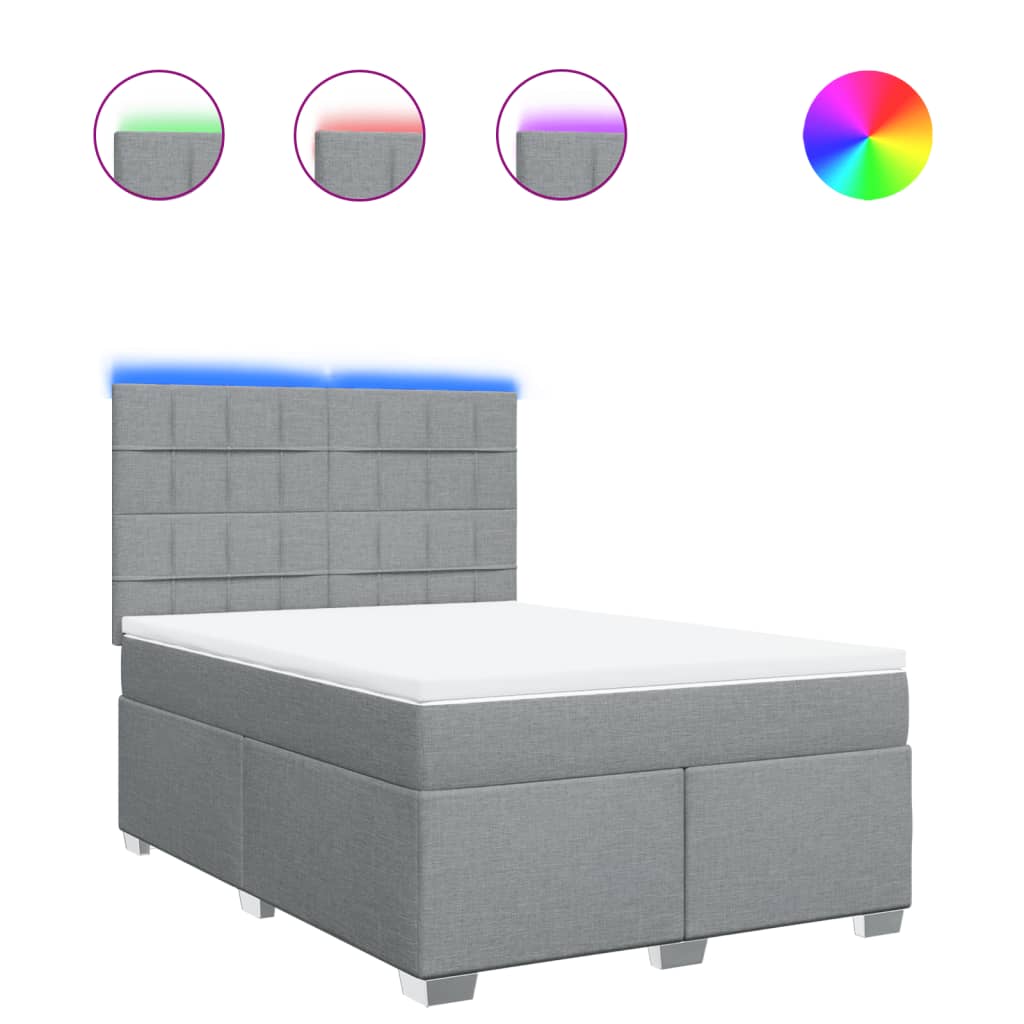 Giroletto a Molle con Materasso Grigio Chiaro 160x200cm Tessuto | homemem39