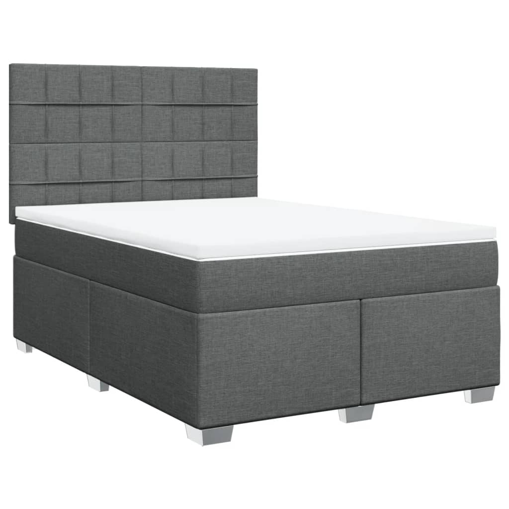 Giroletto a Molle con Materasso Grigio Scuro 160x200 cm Tessuto