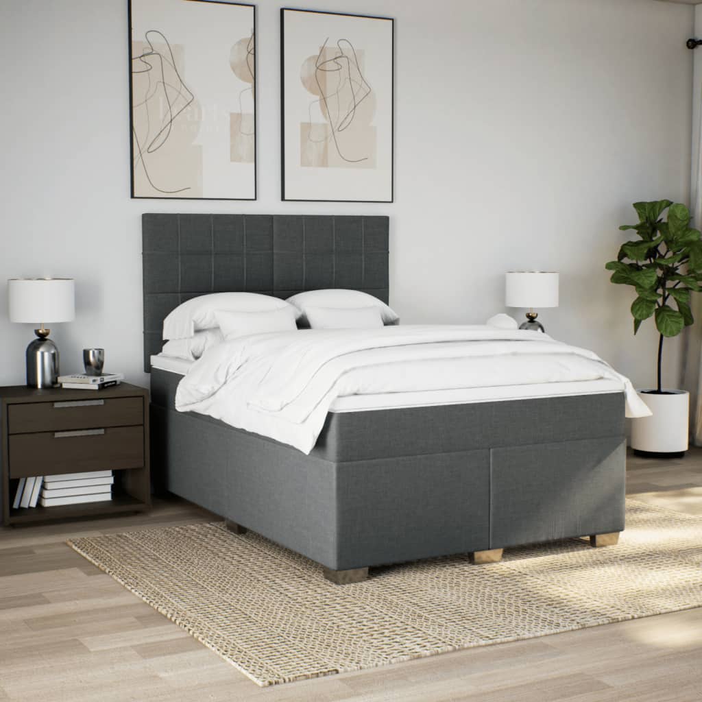 Giroletto a Molle con Materasso Grigio Scuro 160x200 cm Tessuto