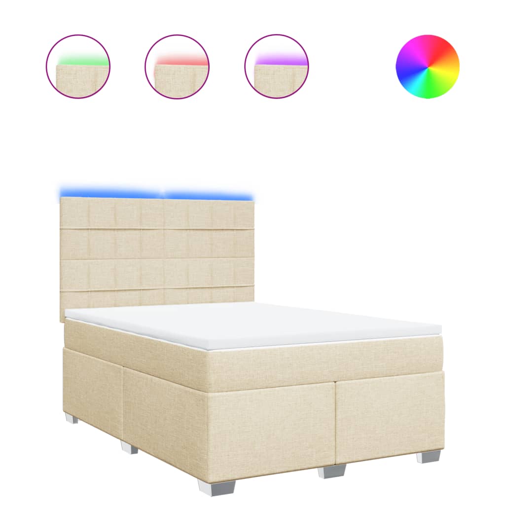 Giroletto a Molle con Materasso Crema 160x200 cm in Tessuto | homemem39