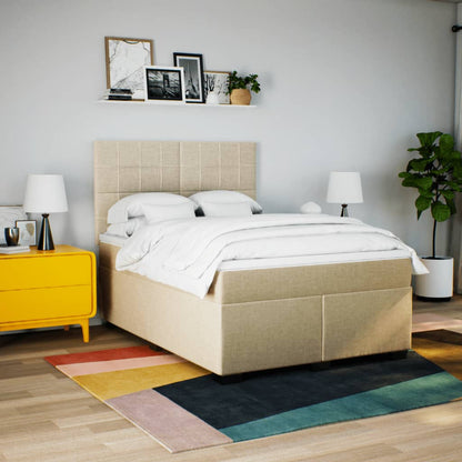 Giroletto a Molle con Materasso Crema 160x200 cm in Tessuto