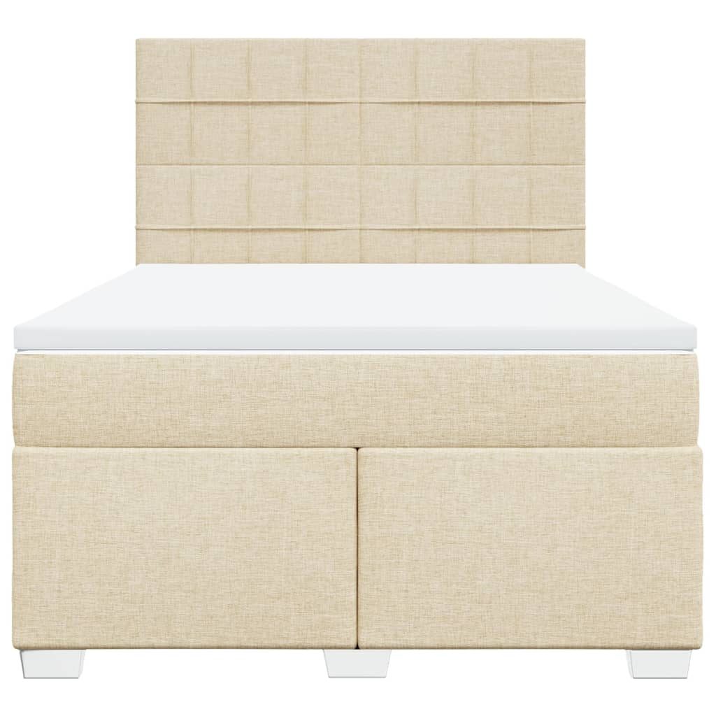 Giroletto a Molle con Materasso Crema 160x200 cm in Tessuto | homemem39
