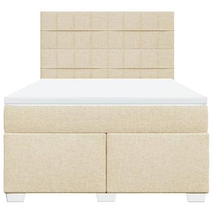 Giroletto a Molle con Materasso Crema 160x200 cm in Tessuto