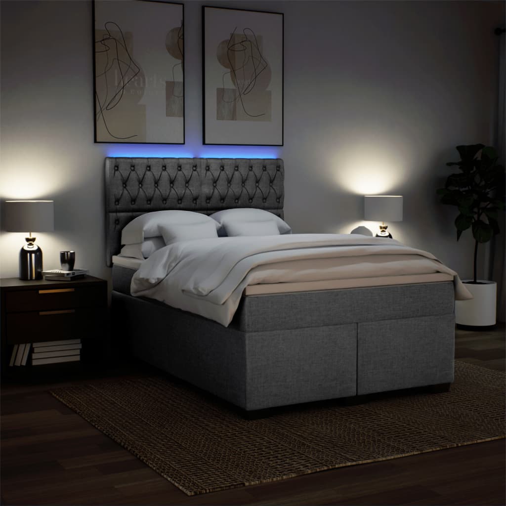Giroletto a Molle con Materasso Grigio Chiaro 160x200cm Tessuto | homemem39