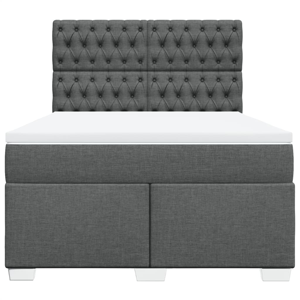 Giroletto a Molle con Materasso Grigio Scuro 160x200 cm Tessuto