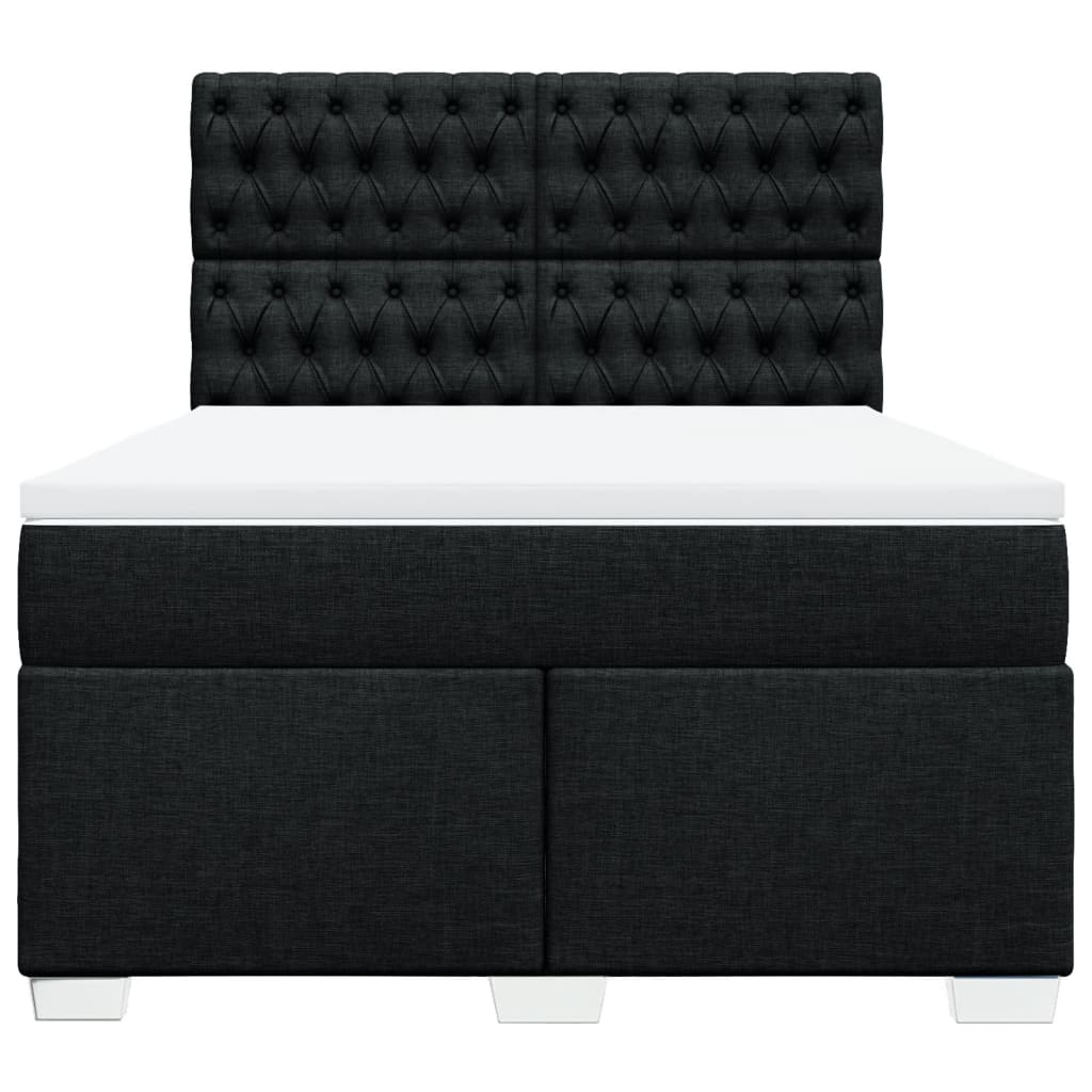 Giroletto a Molle con Materasso Nero 160x200 cm in Tessuto