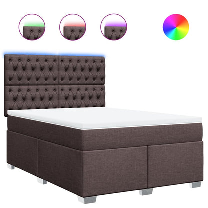 Giroletto a Molle con Materasso Marrone Scuro 160x200cm Tessuto | homemem39