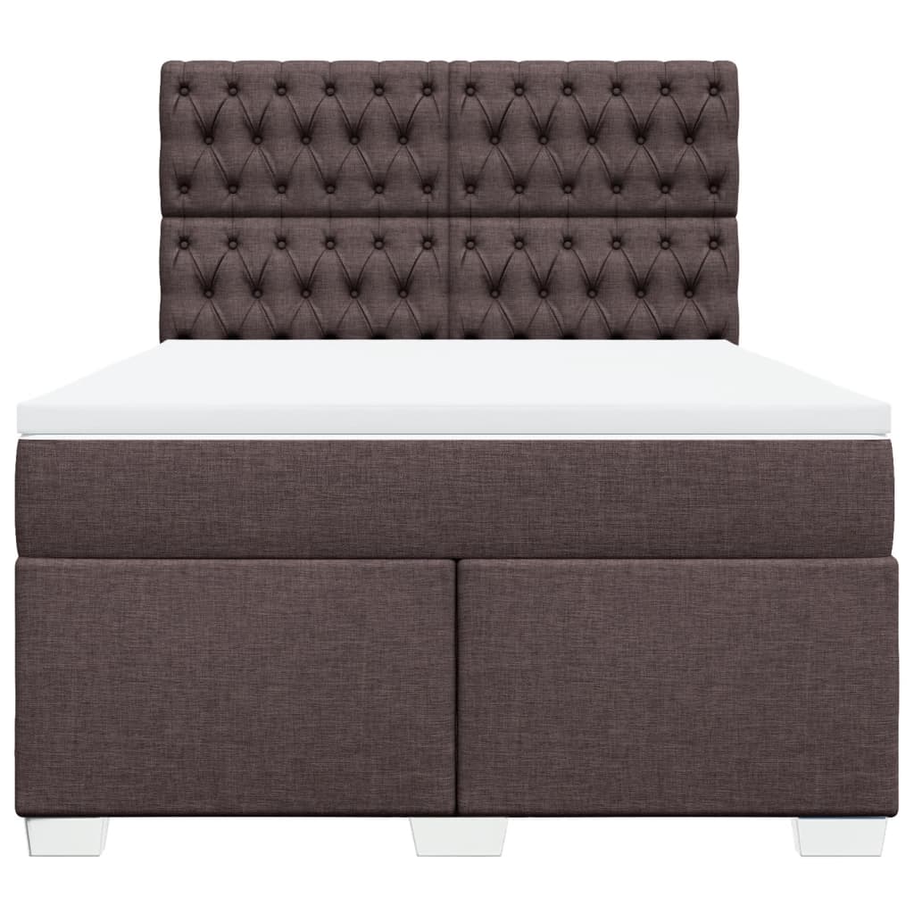Giroletto a Molle con Materasso Marrone Scuro 160x200cm Tessuto | homemem39